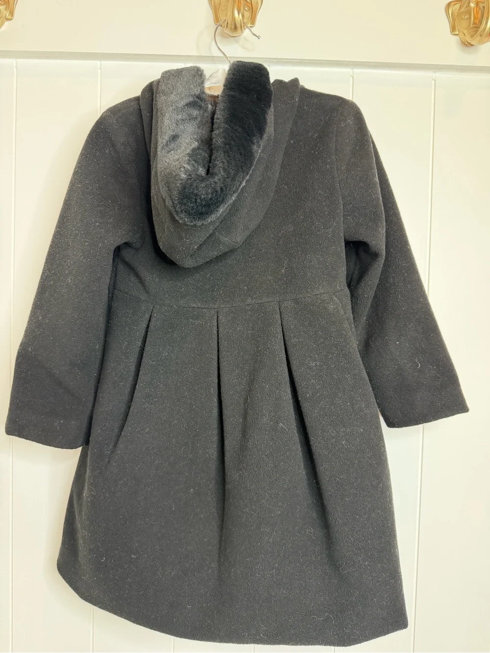Copper Key Black Kids' Swing Coat with Pom-Pom Buttons